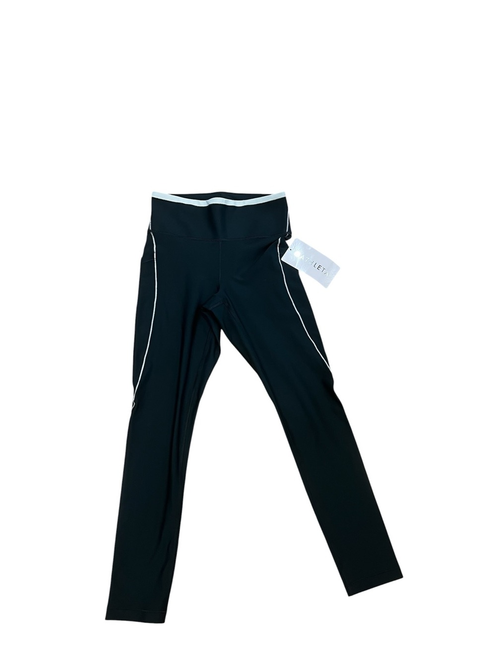 Athleta Black Leggings with White Piping